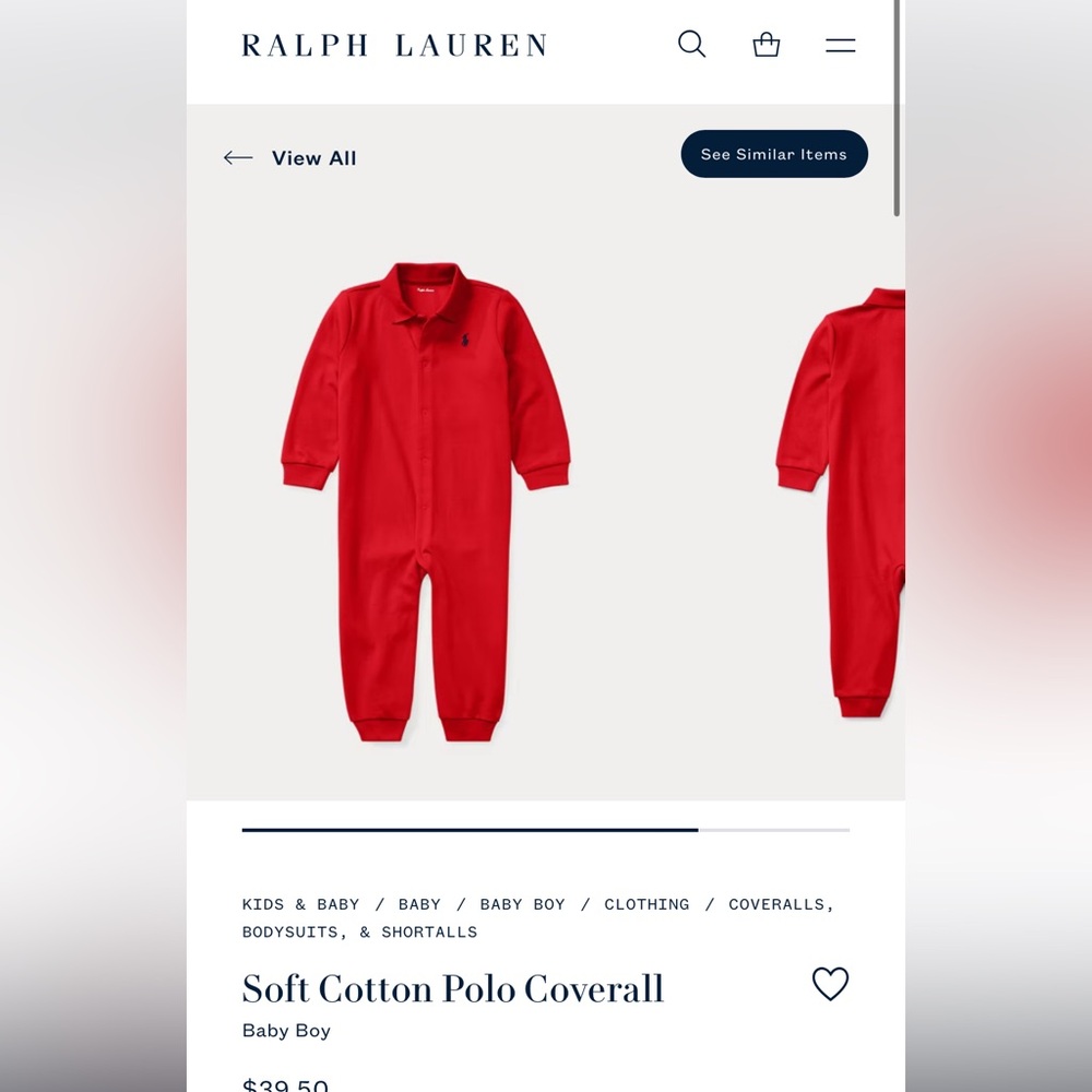 Ralph Lauren Soft Cotton Polo Coverall sz 12 months nwt